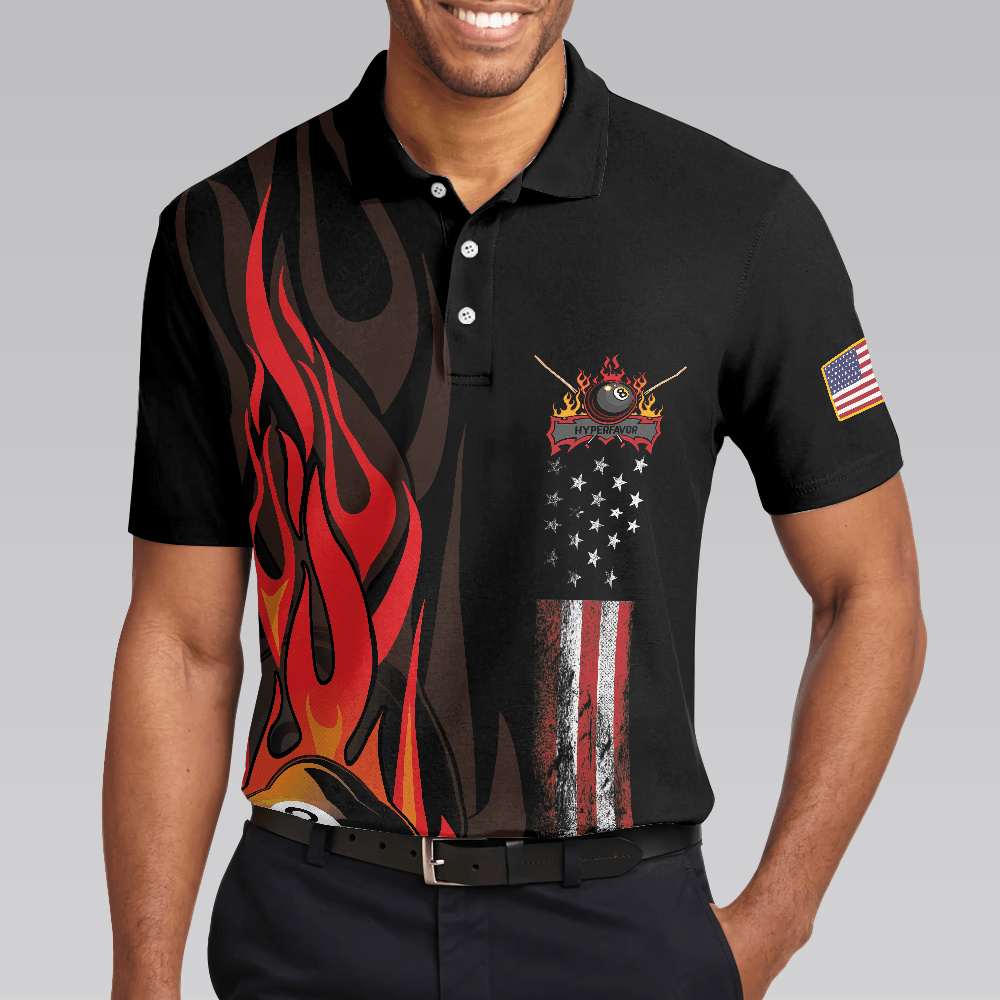 Dinosaur Poolasaurus Flame Skull Billiards Polo Shirt, Short Sleeve Jurassic Billiards Shirt For Men, Gift For Billiards Lovers - Amzanimalsgift