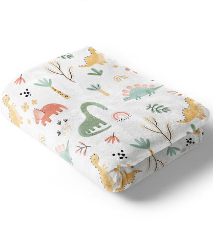 Dinosaur World Baby Kids Blanket With Customized Name For Baby Boy Girl Nursery, Son, Grandson, Daughter, Granddaughter