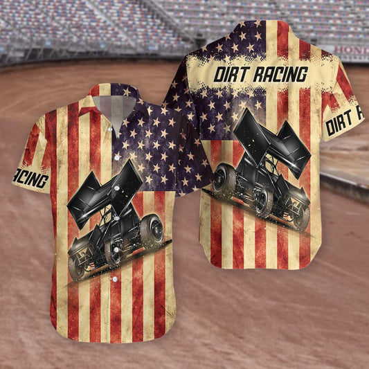 Dirt Racing Flag USA Aloha Hawaiian Shirt For Summer, Colorful Hawaiian Shirt Outfit For Men Women, Gift For Friend, Team, Racing Lovers - Amzanimalsgift
