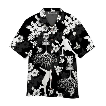 Disc Golf Hawaiian Shirt, Disc Golf Tree Hibiscus Black Hibiscus Black Aloha Hawaiian Shirts For Men and Women - Gift For Disc Golfer, Friend, Family - Amzanimalsgift