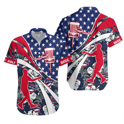 Disc Golf Hawaiian Shirt, Disc Golf U.S Flag Aloha Hawaiian Shirts For Men and Women - Gift For Disc Golfer, Friend, Family - Amzanimalsgift