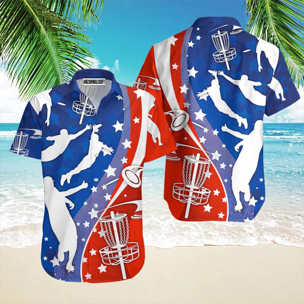 Disc Golf Hawaiian Shirt, Disc Golf US Flag Aloha Hawaiian Shirts For Men and Women - Gift For Disc Golfer, Friend, Family - Amzanimalsgift