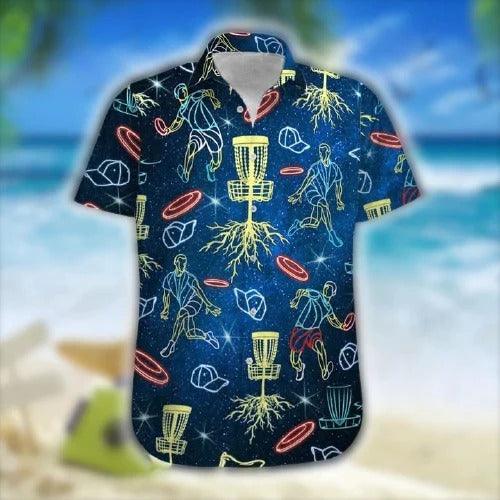 Disc Golf Hawaiian Shirt, Neon Disc Golf Aloha Hawaiian Shirts For Men and Women - Gift For Friend, Family, Disc Golfer - Amzanimalsgift