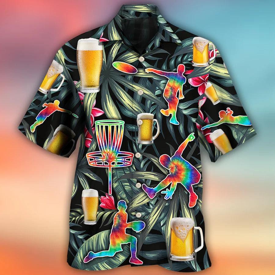 Disc Golf Hawaiian Shirt, Tropical Floral, Beer And Disc Golf Aloha Shirt For Men And Women - Perfect Gift For Beer Lovers, Summer - Amzanimalsgift