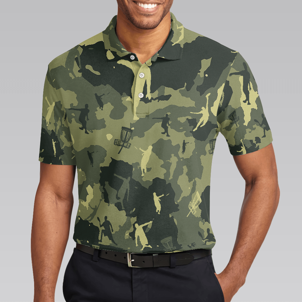Disc Golf Men Polo Shirt - Camouflage Texture Disc Golf Shirt For Men Polo Shirt - Perfect Polo Shirt For Men, Disc Golf Lover - Amzanimalsgift
