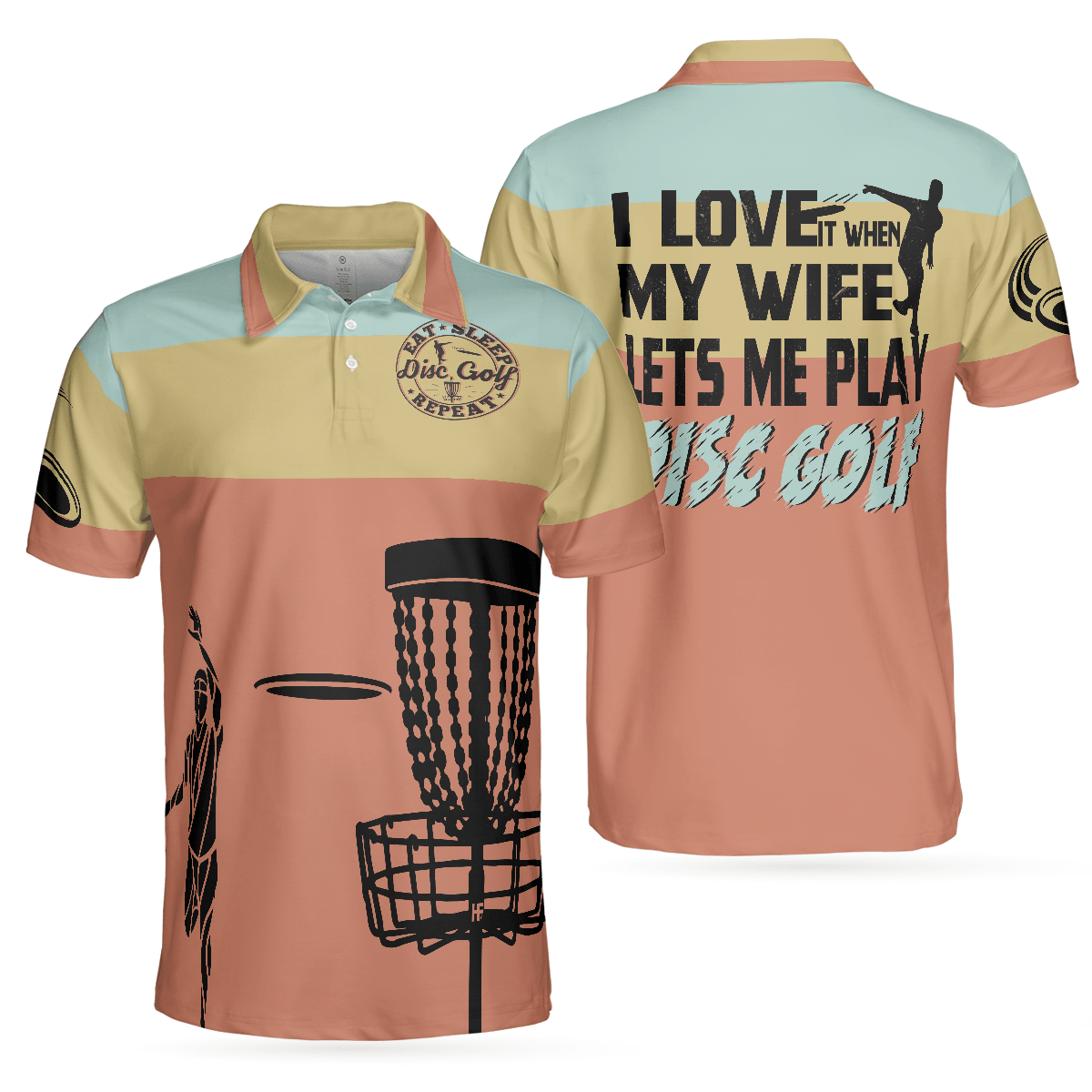 Disc Golf Men Polo Shirt, I Love It When My Wife Let Me Play Disc Golf Polo Shirt, Funny Disc Golf Shirt With Sayings, Best Disc Golf Gift For Men - Amzanimalsgift