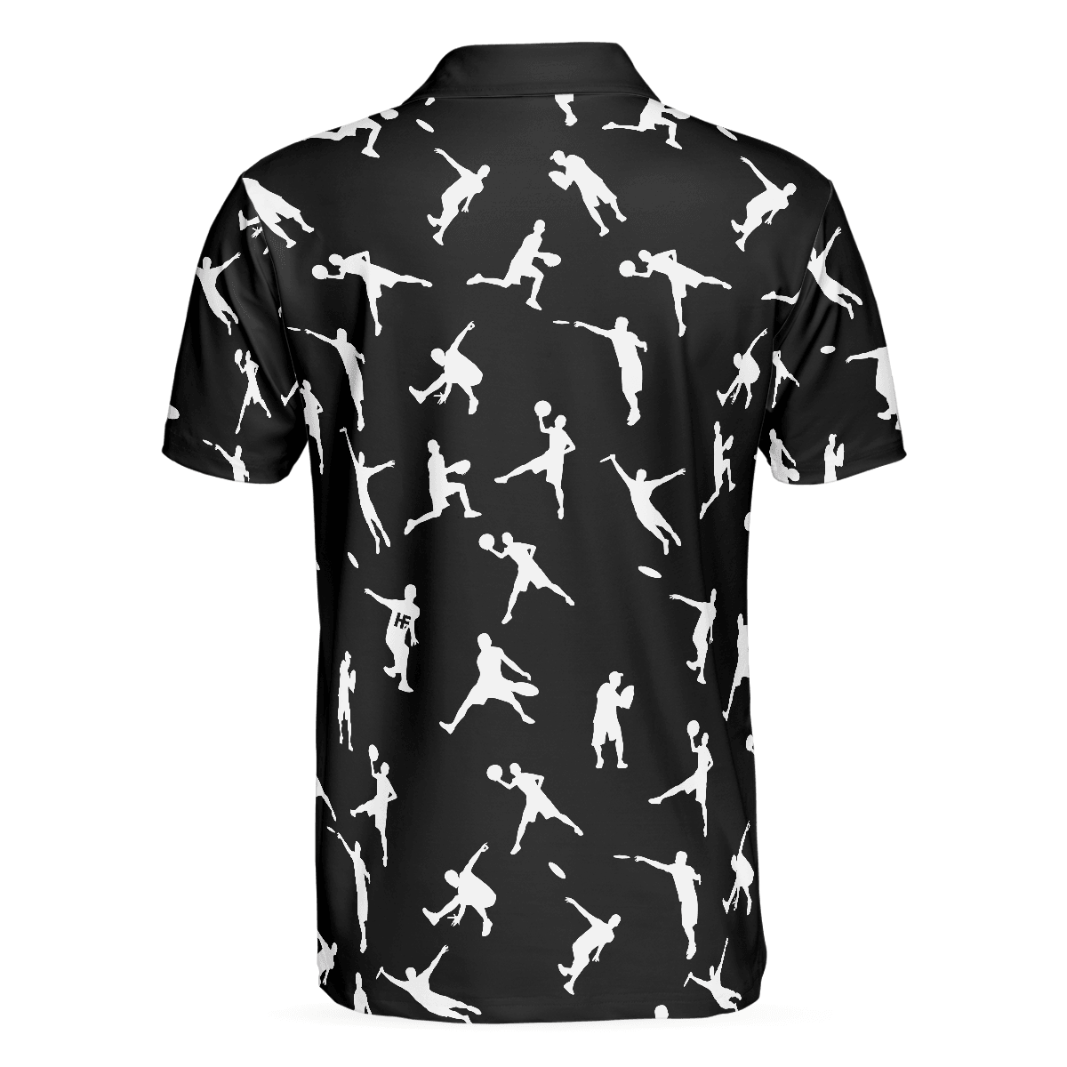 Disc Golf Men Polo Shirt - Silhouette Playing Disc Golf Polo Shirt, Black And White Disc Golfer Pattern Polo Shirt, Disc Golf Shirt For Men - Amzanimalsgift