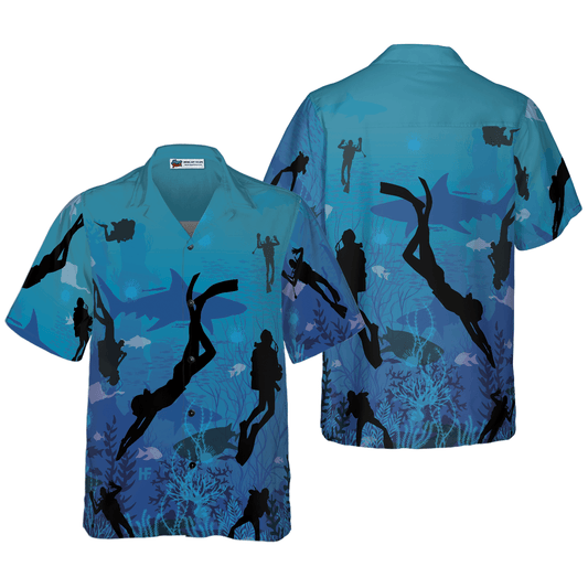 Diving Into Ocean Life Hawaiian Shirt, Colorful Summer Aloha Shirt For Men Women, Gift For Friend, Team, Diving Lovers - Amzanimalsgift