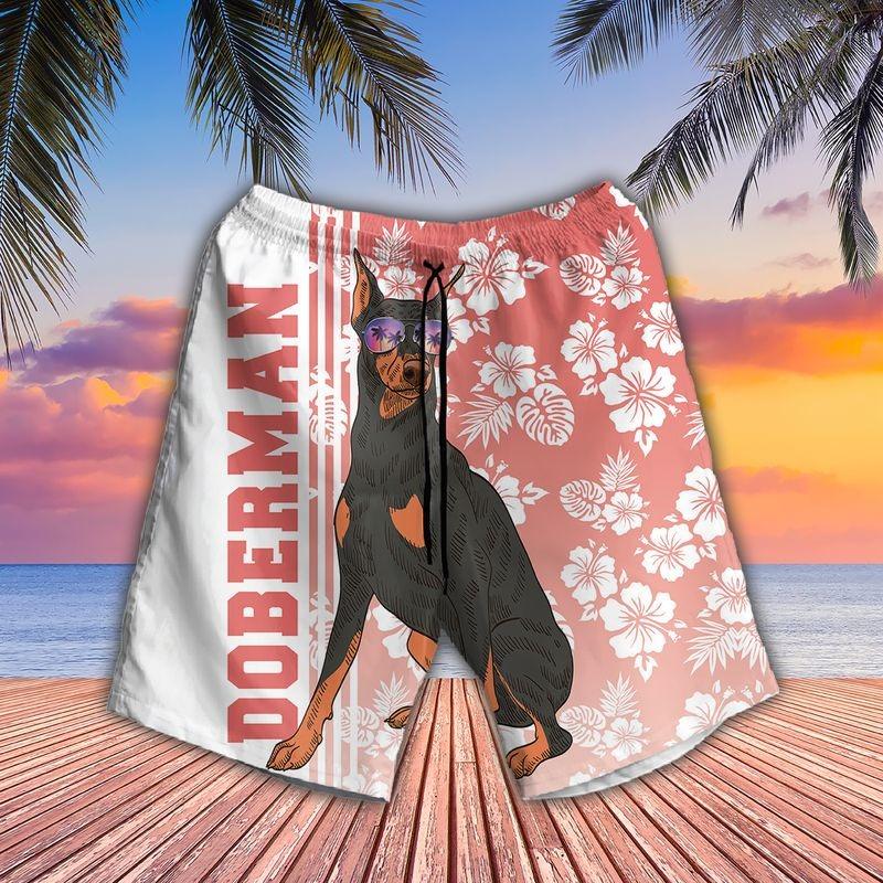 Doberman Pinscher Aloha Hawaiian Shirt - Tropical Leaves Hawaiian Shirt, Doberman Pinscher Sunglass Hawaiian Shirt For Men & Women, Dog Lover - Amzanimalsgift