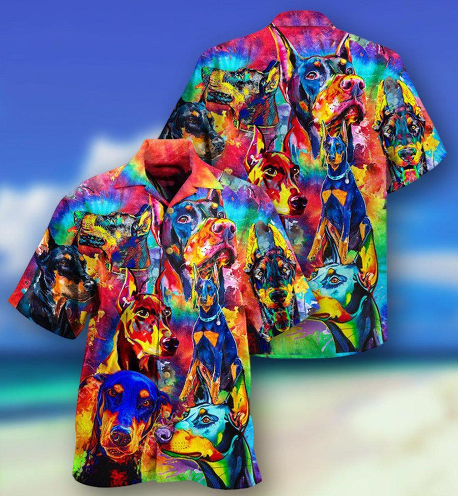 Doberman Pinscher Hawaiian Shirt, Dogs Colorful Aloha Hawaiian Shirt For Summer, Best Cool Dog Hawaiian Shirt, Gift For Men Women, Dog Lover, Friends - Amzanimalsgift