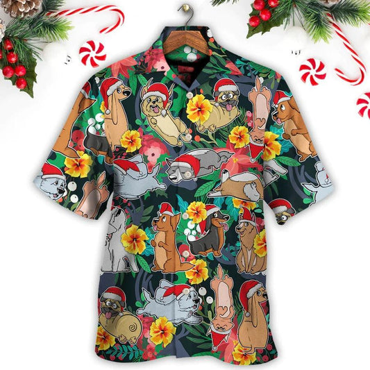 Dog Aloha Hawaii Shirt - Christmas Dog Santa Merry Xmas Hawaiian Shirt For Summer - Perfect Gift For Dog Lovers, Friend, Family - Amzanimalsgift