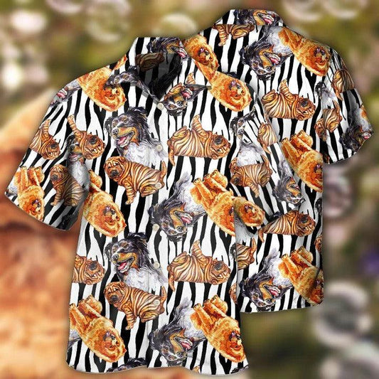 Dog Aloha Hawaii Shirt - Dog Black Striped Style Cool Hawaiian Shirt For Summer - Perfect Gift For Dog Lovers, Friend, Family - Amzanimalsgift
