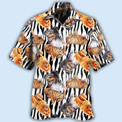 Dog Aloha Hawaii Shirt - Dog Black Striped Style Cool Hawaiian Shirt For Summer - Perfect Gift For Dog Lovers, Friend, Family - Amzanimalsgift