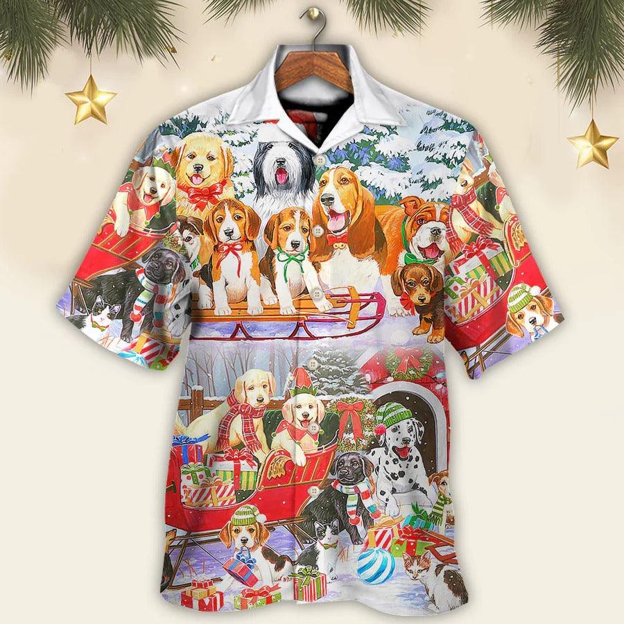 Dog Aloha Hawaii Shirt - Dog Snowman Christmas Tree Merry Xmas Hawaiian Shirt For Summer - Perfect Gift For Dog Lovers, Friend, Family - Amzanimalsgift