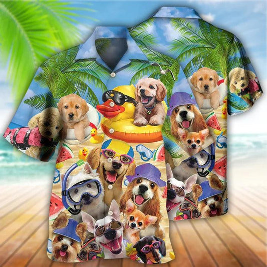 Dog Aloha Hawaii Shirt - Dogs Funny Summer Of Happy Puppies Hawaiian Shirt For Summer - Perfect Gift For Dog Lovers, Friend, Family - Amzanimalsgift