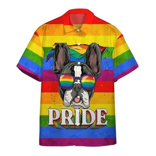 Dog Aloha Hawaiian Shirt - Boston Terrier Puppy Hawaiian Shirt, Lgbt Pride Rainbow Flag Hawaiian Shirt For Men & Women, Dog Lover - Amzanimalsgift