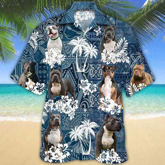 Dog Aloha Hawaiian Shirt - Cool American Bully Dog Hawaiian Shirt, Polynesian Pattern Hawaiian Shirt For Men & Women, Dog Lover - Amzanimalsgift