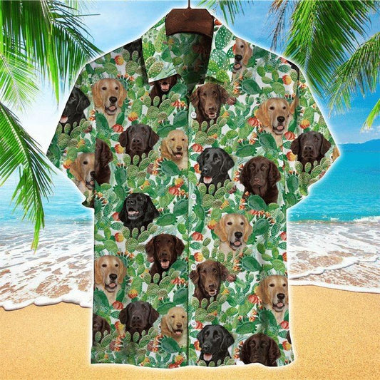 Dog Aloha Hawaiian Shirt - Golden Retriever Summer Hawaiian Shirt, Cactus Hawaiian Shirt For Men & Women, Golden Retriever Lover - Amzanimalsgift