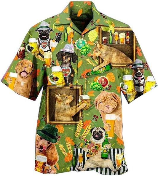 Dog Aloha Hawaiian Shirt - Party Dachshund Pug Beagle Puppy Barley Hawaiian Shirt, Beer Party Hawaiian Shirt For Men & Women, Dog Lover - Amzanimalsgift