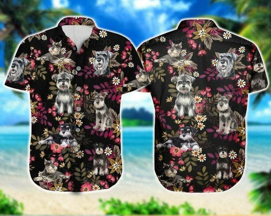 Dog Aloha Hawaiian Shirt - Schnauzer Dog Hawaiian Shirt, Tropical Floral Pattern Hawaiian Shirt For Men & Women, Schnauzer Lover - Amzanimalsgift