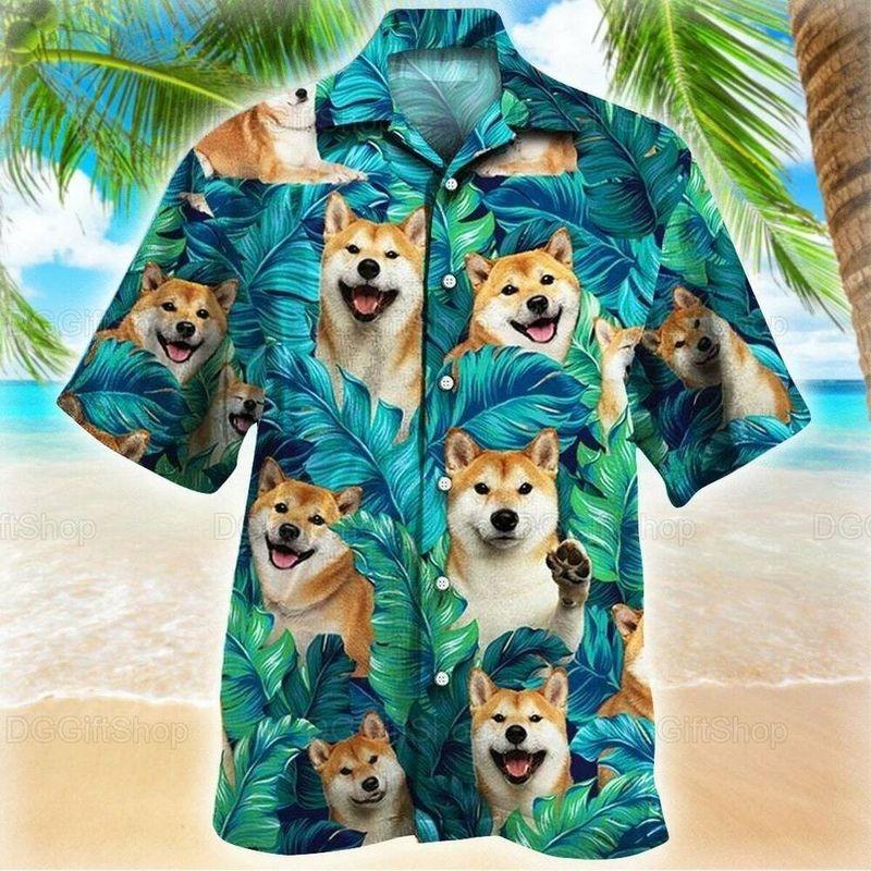 Dog Aloha Hawaiian Shirt - Smiling Shiba Inu Hawaiian Shirt, Tropical Pattern Hawaiian Shirt For Men & Women, Shiba Inu Lover - Amzanimalsgift