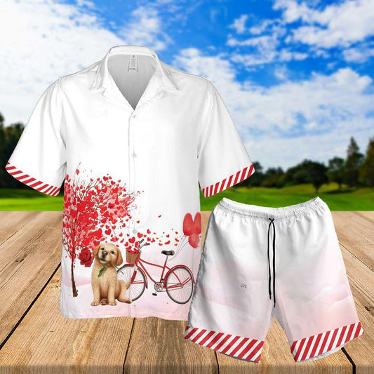 Dog Aloha Hawaiian Shirts For Summer, Puppy Heart Tree Bicycle, My Dog Is My Valentine Hawaiian Set For Men Women, Gift For Couple, Dog Lovers - Amzanimalsgift