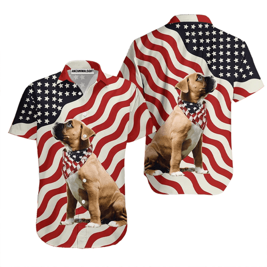 Dog American Flag Red And White Aloha Hawaiian Shirts For Men Women, 4th Of July Gift For Summer, Friend, Family, Independence Day, Dog Lovers - Amzanimalsgift