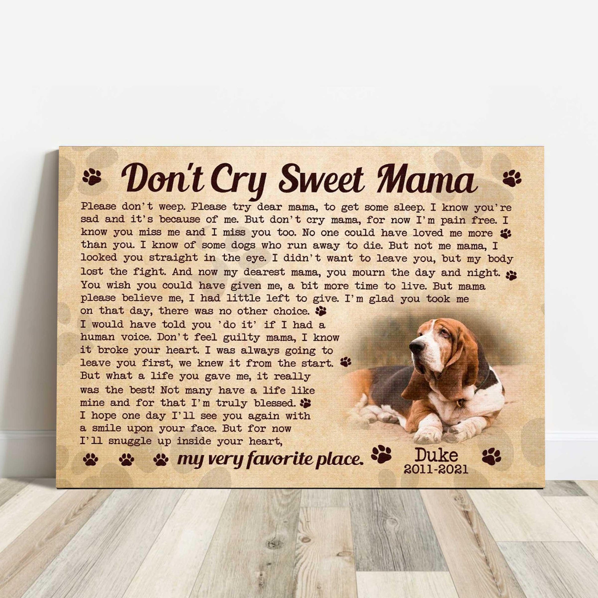 Dog Cat Landscape Canvas - Personalized Dog Cat Memorial Canvas - Custom Gift For Dog Cat Lovers - Don't Cry Sweet Mama Dog Cat Landscape Canvas - Amzanimalsgift