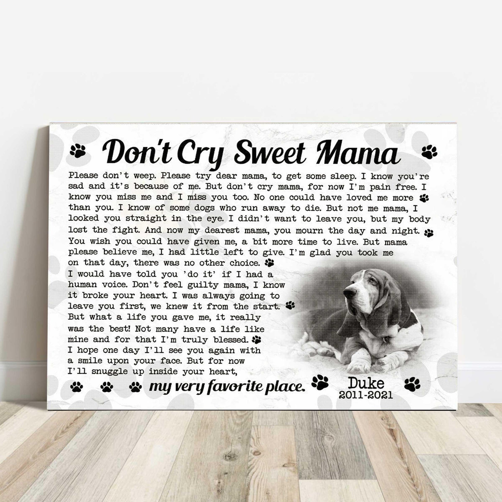 Dog Cat Landscape Canvas - Personalized Dog Cat Memorial Canvas - Custom Gift For Dog Cat Lovers - Don't Cry Sweet Mama Dog Cat Landscape Canvas - Amzanimalsgift