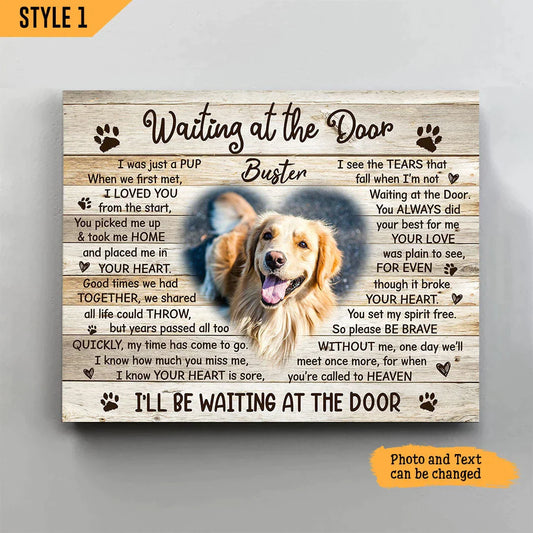 Dog Cat Landscape Canvas - Personalized Dog Cat Memorial Canvas - Custom Gift For Dog Cat Lovers - I'll Be Waiting At The Door Landscape Canvas - Amzanimalsgift