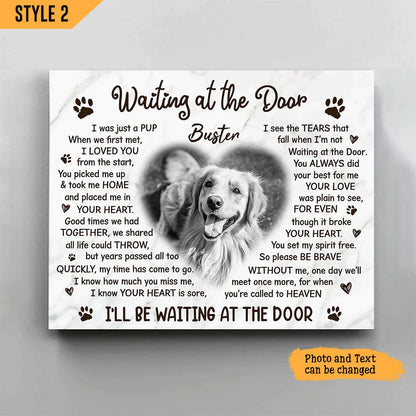 Dog Cat Landscape Canvas - Personalized Dog Cat Memorial Canvas - Custom Gift For Dog Cat Lovers - I'll Be Waiting At The Door Landscape Canvas - Amzanimalsgift