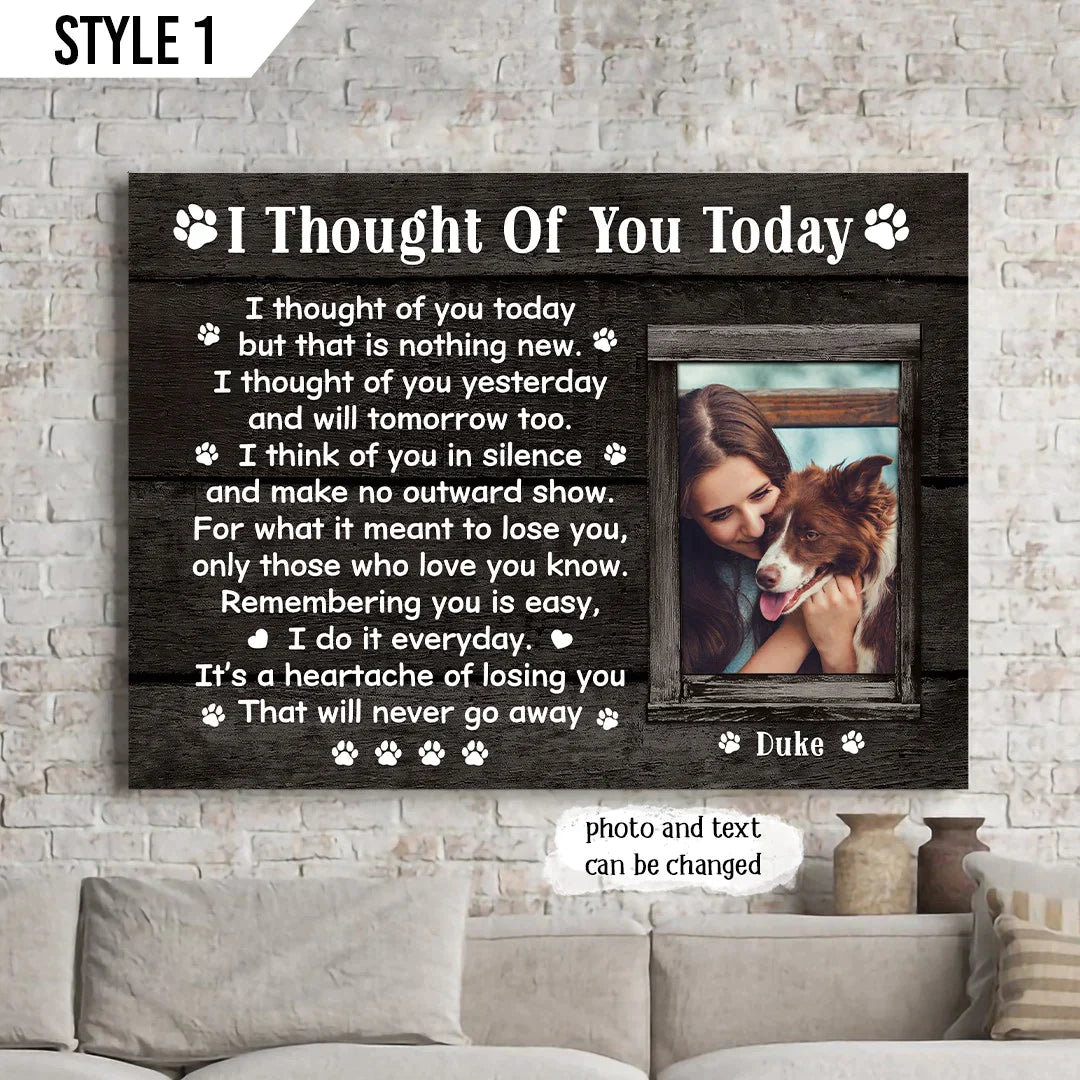 Dog Cat Landscape Canvas - Personalized Dog Cat Memorial Canvas - Custom Gift For Dog Cat Lovers - I Thought Of You Today But That Is Nothing New - Amzanimalsgift