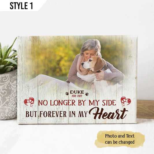 Dog Cat Landscape Canvas - Personalized Dog Cat Memorial Canvas - Custom Gift For Dog Cat Lovers - No Longer By My Side But Forever In My Heart - Amzanimalsgift