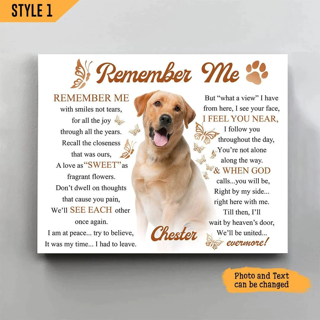 Dog Cat Landscape Canvas - Personalized Dog Cat Memorial Canvas - Custom Gift For Dog Cat Lovers - Remember Me With Smiles Not Tears Landscape Canvas - Amzanimalsgift