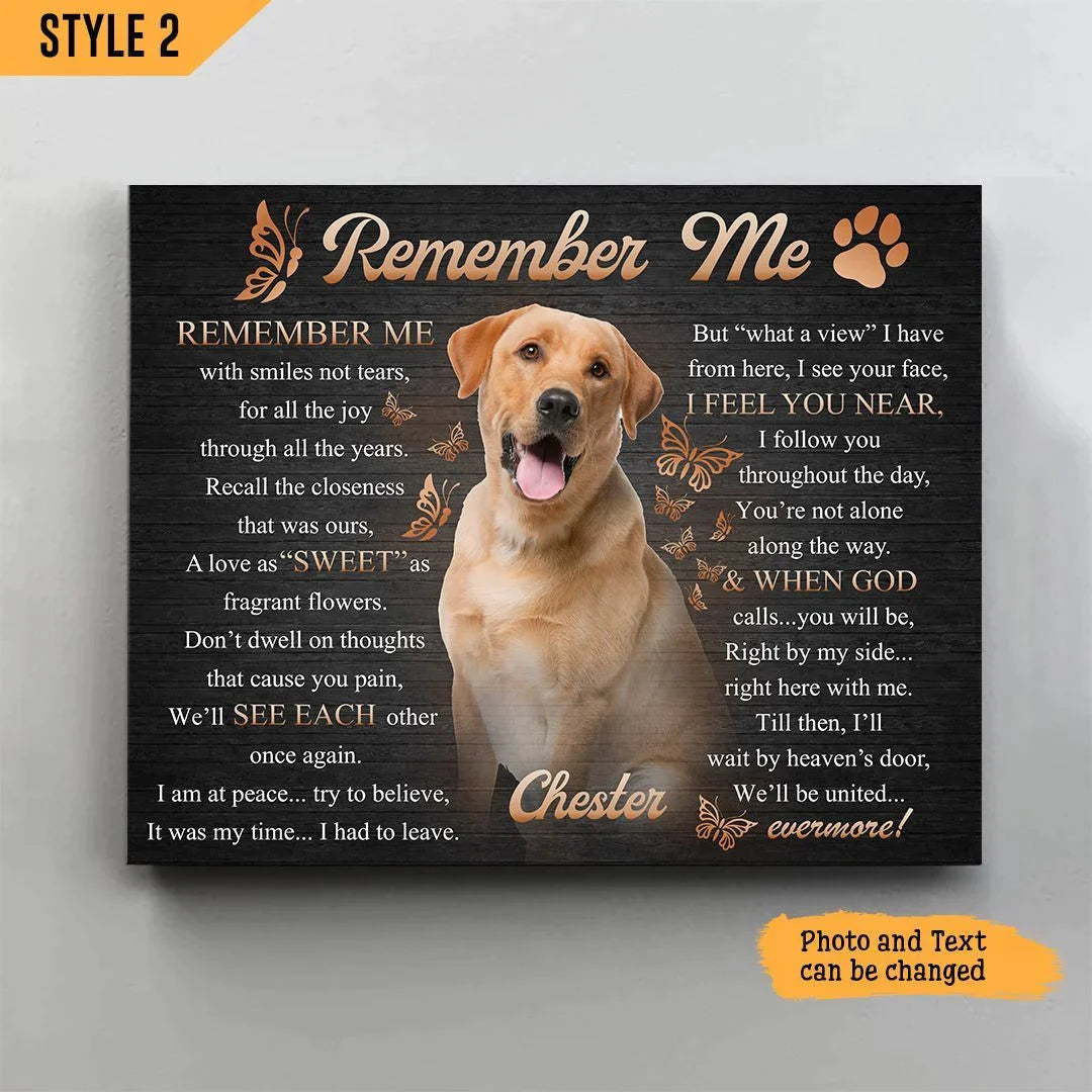 Dog Cat Landscape Canvas - Personalized Dog Cat Memorial Canvas - Custom Gift For Dog Cat Lovers - Remember Me With Smiles Not Tears Landscape Canvas - Amzanimalsgift