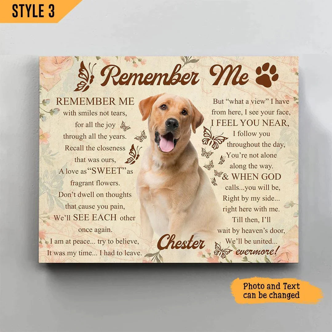 Dog Cat Landscape Canvas - Personalized Dog Cat Memorial Canvas - Custom Gift For Dog Cat Lovers - Remember Me With Smiles Not Tears Landscape Canvas - Amzanimalsgift