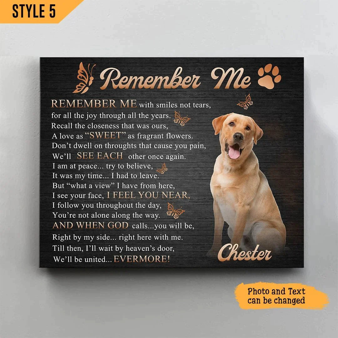 Dog Cat Landscape Canvas - Personalized Dog Cat Memorial Canvas - Custom Gift For Dog Cat Lovers - Remember Me With Smiles Not Tears Landscape Canvas - Amzanimalsgift