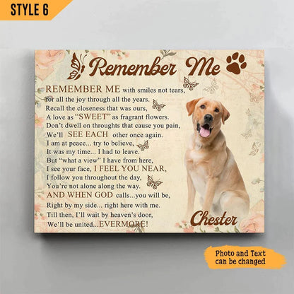 Dog Cat Landscape Canvas - Personalized Dog Cat Memorial Canvas - Custom Gift For Dog Cat Lovers - Remember Me With Smiles Not Tears Landscape Canvas - Amzanimalsgift