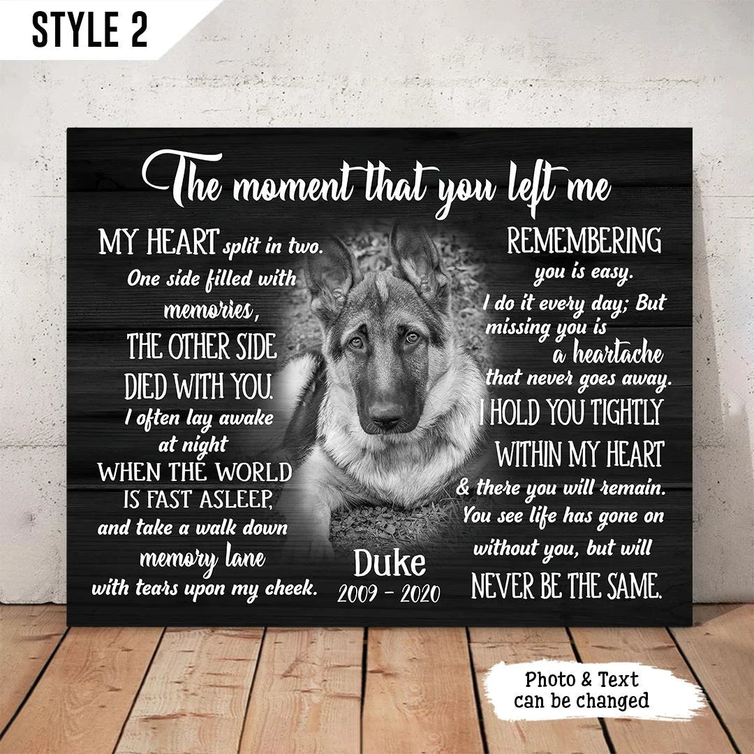 Dog Cat Landscape Canvas - Personalized Dog Cat Memorial Canvas - Custom Gift For Dog Cat Lovers - The Moment That You Left Me My Heart Landscape Canvas - Amzanimalsgift