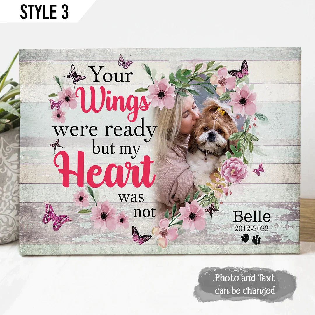 Dog Cat Landscape Canvas - Personalized Dog Cat Memorial Canvas - Custom Gift For Dog Cat Lovers - Your Wings Were Ready But My Heart Was Not - Amzanimalsgift