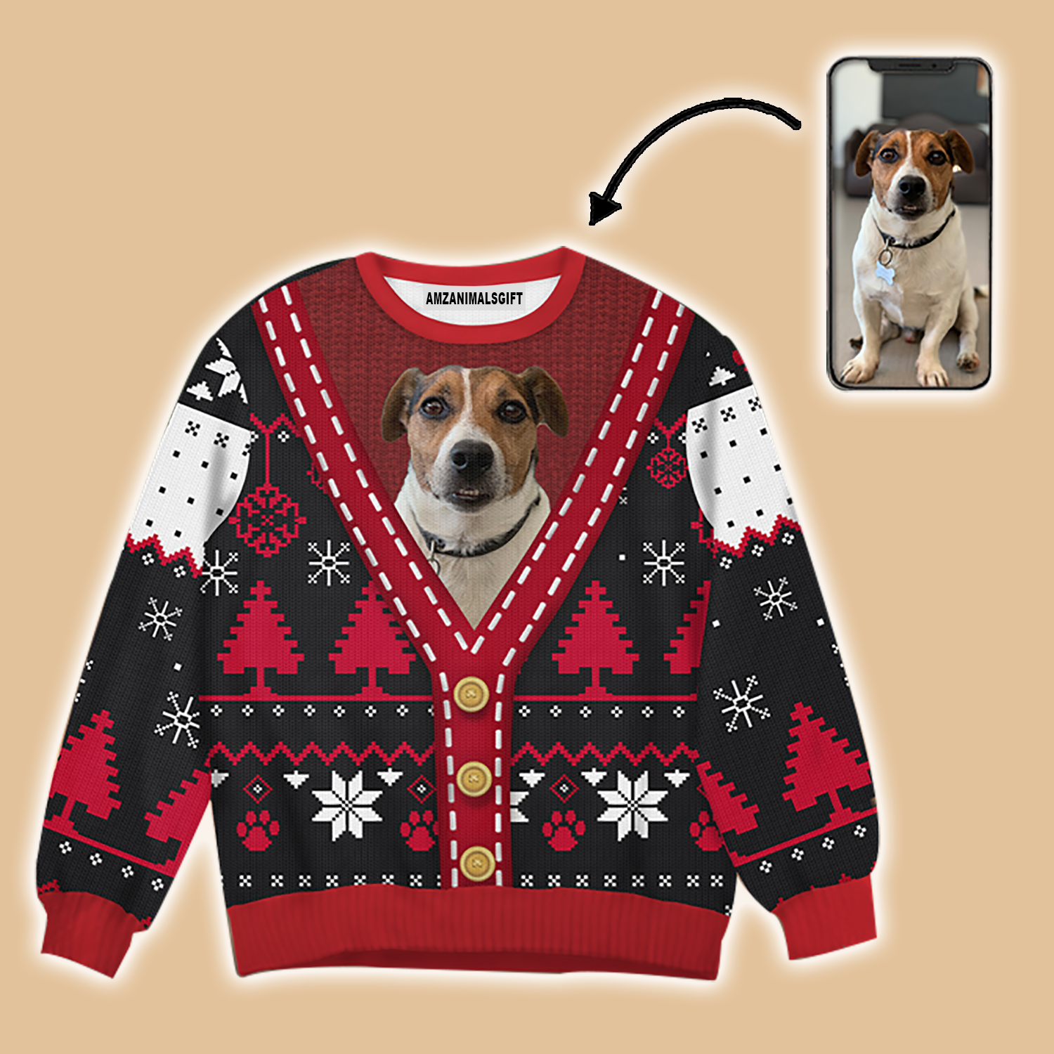 Dog Cat Pet Ugly Christmas Sweater Customized Photo Outfit For Men Women Pet Dog Cat Lovers On Christmas, New Year, Autumn, Winter