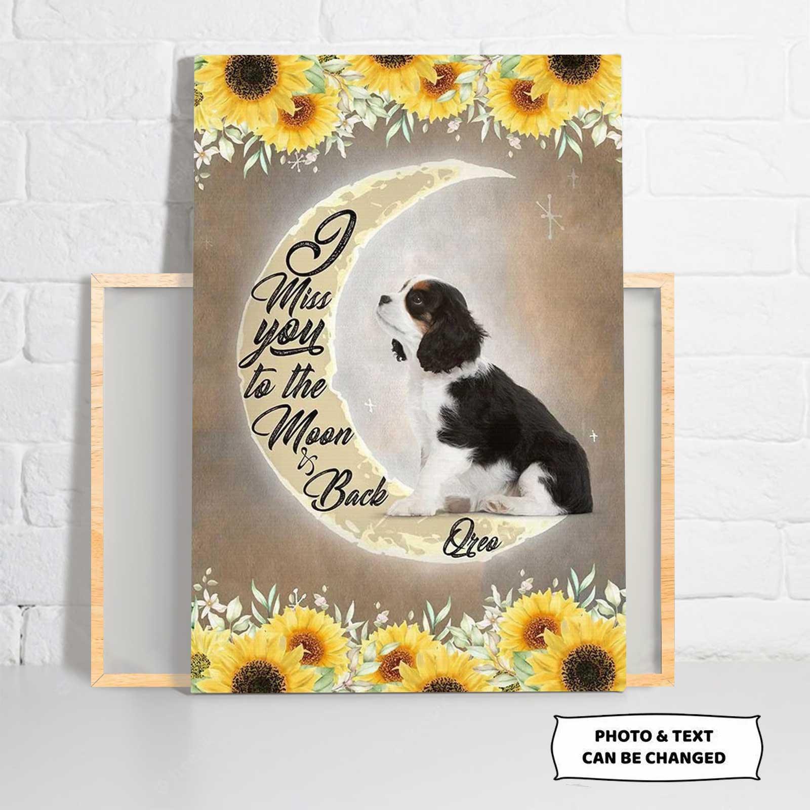 Dog Cat Portrait Canvas - Personalized Dog Cat Memorial Canvas - Custom Gift For Dog Cat Lovers - I Miss You To The Moon And Back - Amzanimalsgift