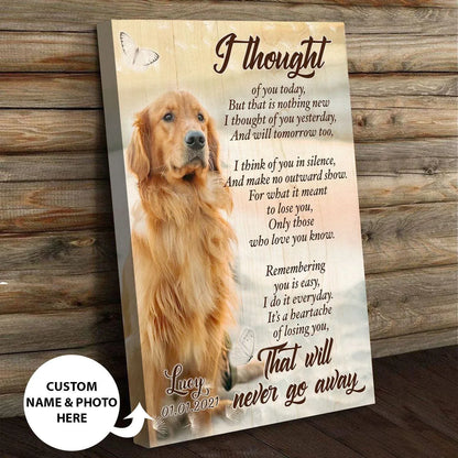 Dog Cat Portrait Canvas - Personalized Dog Cat Memorial Canvas - Custom Gift For Dog Cat Lovers - I Thought Of You Today But That Is Nothing New - Amzanimalsgift