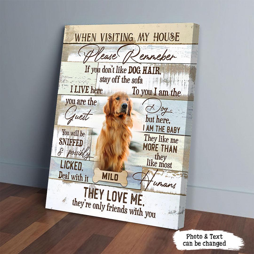 Dog Cat Portrait Canvas - Personalized Dog Cat Memorial Canvas - Custom Gift For Dog Cat Lovers - When Visiting My House Please Remember - Amzanimalsgift