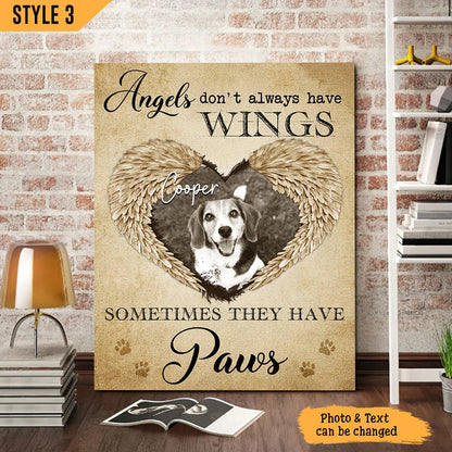 Dog Cat Portrait Canvas - Personalized Dog Cat Memorial - Gift For Dog Cat Lovers - Angels Don't Always Have Wings Sometimes They Have Paws - Amzanimalsgift