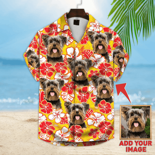 Dog Custom Hawaiian Shirt - Custom Photo Pet Leaves & Flowers Pattern Personalized Hawaiian Shirt - Perfect Gift For Dog Lovers, Friend, Family - Amzanimalsgift