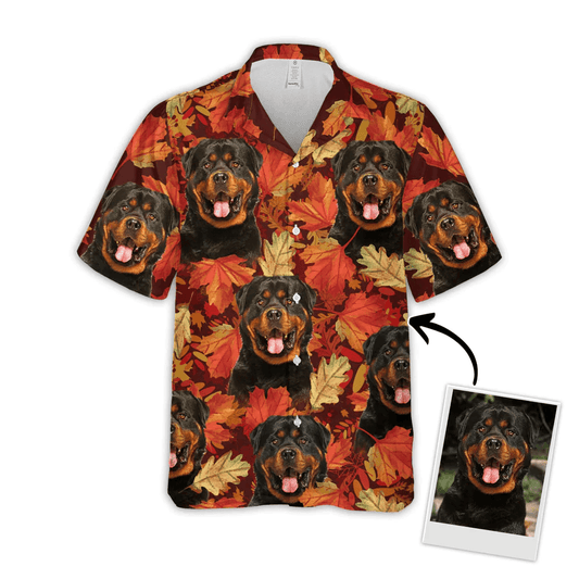 Dog Custom Hawaiian Shirt - Custom Photo Pet Leaves Pattern Personalized Hawaiian Shirt - Perfect Gift For Dog Lovers, Friend, Family - Amzanimalsgift