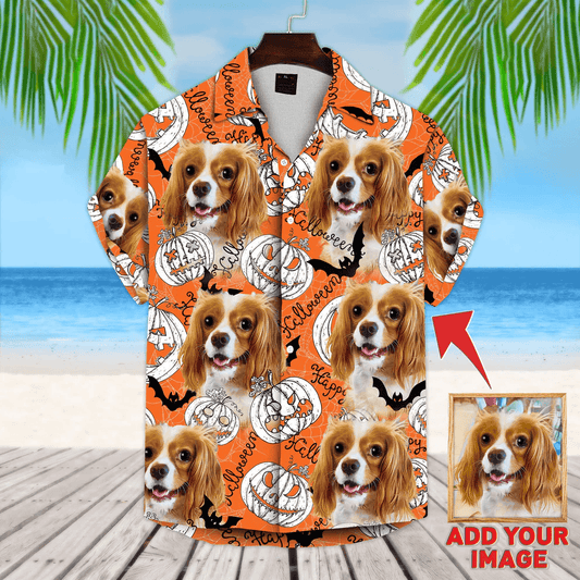 Dog Custom Hawaiian Shirt - Custom Photo Pet Pumpkin Pattern Personalized Hawaiian Shirt - Perfect Gift For Dog Lovers, Friend, Family - Amzanimalsgift