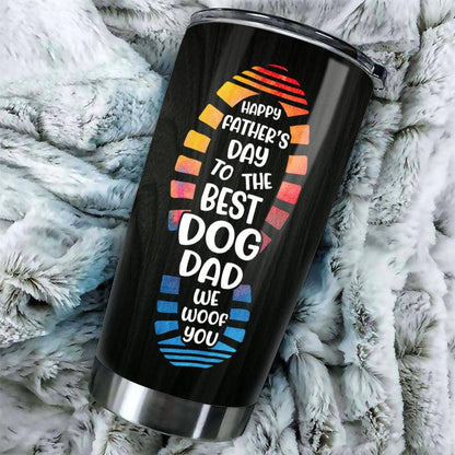 Dog Custom Name Father's Day Tumbler - We Woof You, Best Dog Dad USA Flag Personalized Tumbler, Gift For Dog Lovers, Dog Dad, Happy Father's Day - Amzanimalsgift