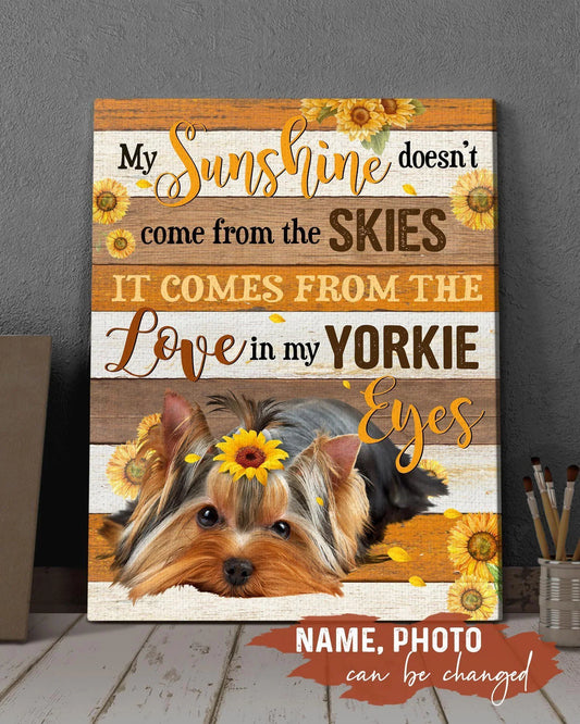 Dog Custom Name Photo Portrait Canvas - My Dog My Sunshine Doesn't Come From The Skies Canvas - Personalized Pet Gift For Dog Lover, Dog Mom, Dad - Amzanimalsgift